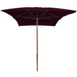Vidaxl parasol d'extrieur avec mt en bois rouge bordeaux 200x300 cm