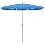 Vidaxl parasol de jardin avec mt 210x140 cm bleu azur