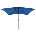 Vidaxl parasol avec led et mt en acier bleu azur 2x3 m