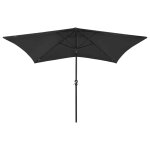Vidaxl parasol avec led et mt en acier noir 2x3 m