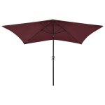 Vidaxl parasol avec led et m�t en acier rouge bordeaux 2x3 m