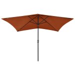 Vidaxl parasol avec led et m�t en acier terre cuite 2x3 m