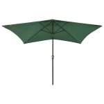 Vidaxl parasol avec led et mt en acier vert 2x3 m