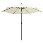 Vidaxl parasol avec led et m�t en aluminium 300 cm blanc sable