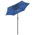 Vidaxl parasol avec lumires led bleu azur 200x211 cm aluminium