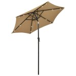 Vidaxl parasol avec lumires led taupe 200x211 cm aluminium