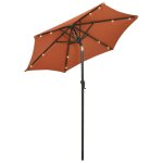 Vidaxl parasol avec lumires led terre cuite 200x211 cm aluminium
