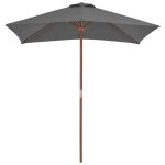 Vidaxl parasol avec m�t en bois 150 x 200 cm anthracite