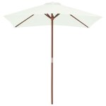 Vidaxl parasol avec mt en bois 150 x 200 cm sable