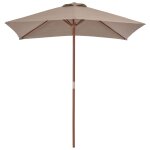 Vidaxl parasol avec m�t en bois 150 x 200 cm taupe