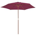 Vidaxl parasol avec m�t en bois 270 cm bordeaux