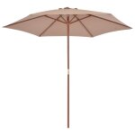 Vidaxl parasol avec m�t en bois 270 cm taupe