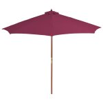 Vidaxl parasol avec mt en bois 300 cm rouge bordeaux