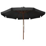 Vidaxl parasol avec m�t en bois 330 cm anthracite