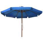 Vidaxl parasol avec m�t en bois 330 cm bleu azur�