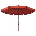 Vidaxl parasol avec m�t en bois 330 cm terre cuite