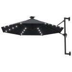 Vidaxl parasol mural avec mt mtallique et led 300 cm anthracite