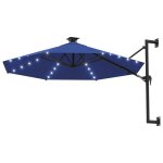 Vidaxl parasol mural avec mt mtallique et led 300 cm bleu