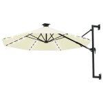 Vidaxl parasol mural avec mt mtallique et led 300 cm sable