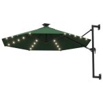 Vidaxl parasol mural avec mt mtallique et led 300 cm vert