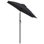 Vidaxl parasol noir 200x211 cm aluminium