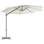 Vidaxl parasol en porte -  - faux avec mt en acier sable 300 cm
