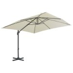 Vidaxl parasol en porte -  - faux avec mt en aluminium 300x300 cm sable