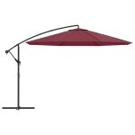 Vidaxl parasol en porte -  - faux avec mt en aluminium 350 cm bordeaux