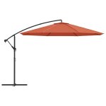 Vidaxl parasol en porte -  - faux avec mt aluminium 350 cm terre cuite