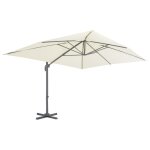 Vidaxl parasol en porte - � - faux avec m�t en aluminium 400x300 cm sable