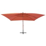Vidaxl parasol en porte -  - faux avec mt en bois 400x300 cm terre cuite