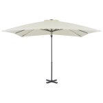Vidaxl parasol en porte -  - faux et poteau en aluminium 250x250 cm sable