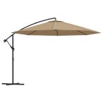 Vidaxl parasol en porte -  - faux avec poteau en aluminium 350 cm taupe