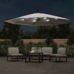 Vidaxl parasol en porte -  - feux et poteau mtallique 350 cm sable