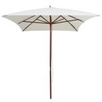 Vidaxl parasol avec poteau en bois 200 x 300 cm blanc crme