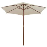 Vidaxl parasol avec poteau en bois 270 x 270 cm blanc crme