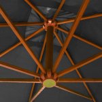 Vidaxl parasol suspendu avec m�t anthracite 3x3 m bois de sapin massif