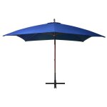 Vidaxl parasol suspendu avec m�t bleu azur� 3x3 m bois de sapin massif