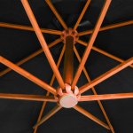 Vidaxl parasol suspendu avec mt noir 3, 5x2, 9 m bois de sapin massif