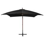 Vidaxl parasol suspendu avec m�t noir 3x3 m bois de sapin massif