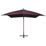 Vidaxl parasol suspendu avec m�t rouge bordeaux 3x3 m bois de sapin
