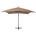 Vidaxl parasol suspendu avec mt taupe 3x3 m bois de sapin massif