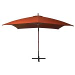 Vidaxl parasol suspendu avec m�t terre cuite 3x3m bois de sapin massif