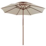 Vidaxl parasol de terrasse 270 x 270 cm poteau en bois blanc crme