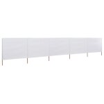 Vidaxl paravent 5 panneaux tissu 600 x 120 cm blanc sable