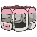Vidaxl parc pour chiens pliable avec sac de transport rose 90x90x58 cm