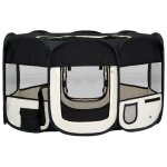 Vidaxl parc pliable pour chien avec sac de transport noir 145x145x61cm