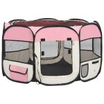 Vidaxl parc pliable pour chien avec sac de transport rose 110x110x58cm