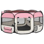 Vidaxl parc pliable pour chien avec sac de transport rose 145x145x61cm