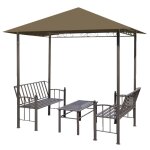 Vidaxl pavillon de jardin et table et bancs 2, 5x1, 5x2, 4m taupe 180g / m